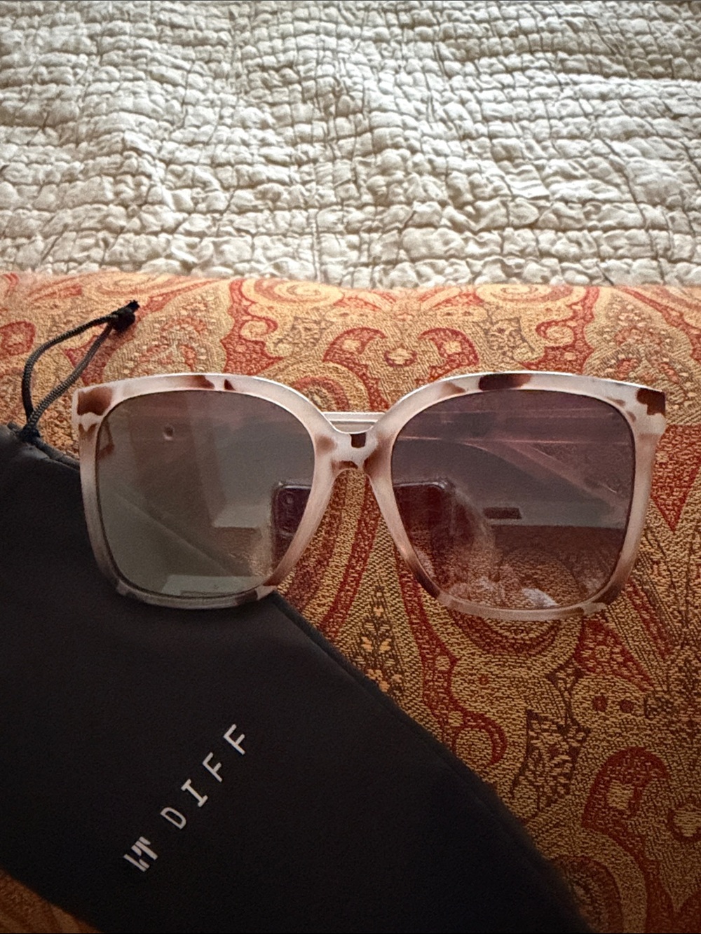 Women's Pink Tortoiseshell Square Sunglasses LT DIFF NEW BELLA - Picture 6 of 16